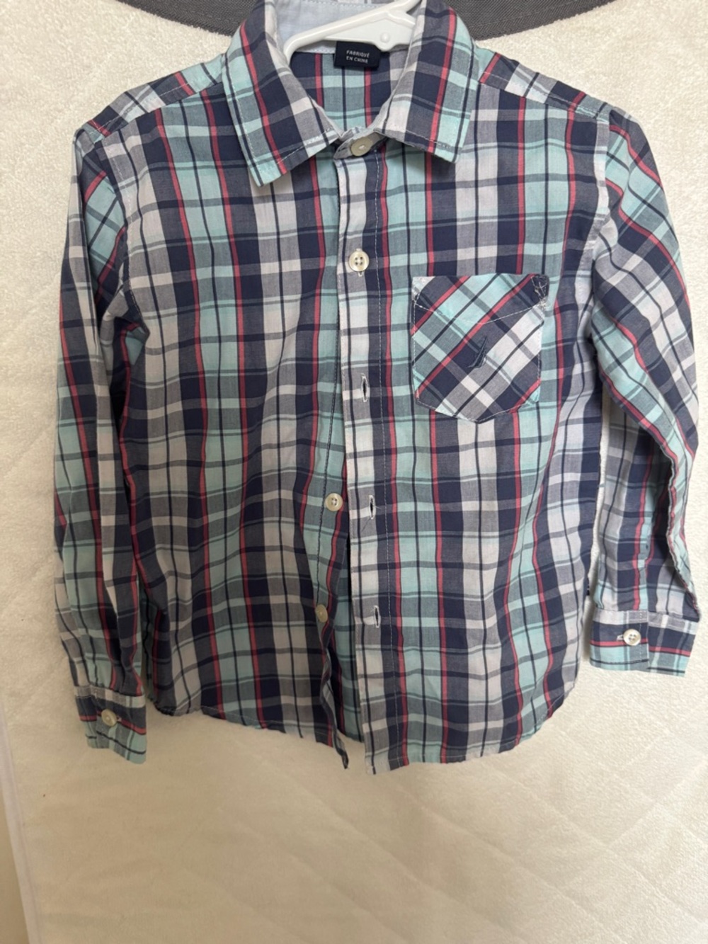 Nautica Plaid Button-Down Shirt in Navy, Light Blue & Red